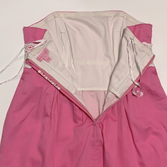 Lilly Pulitzer Dress Strapless Pink and White Appliqué Size 6 - Picture 9 of 12